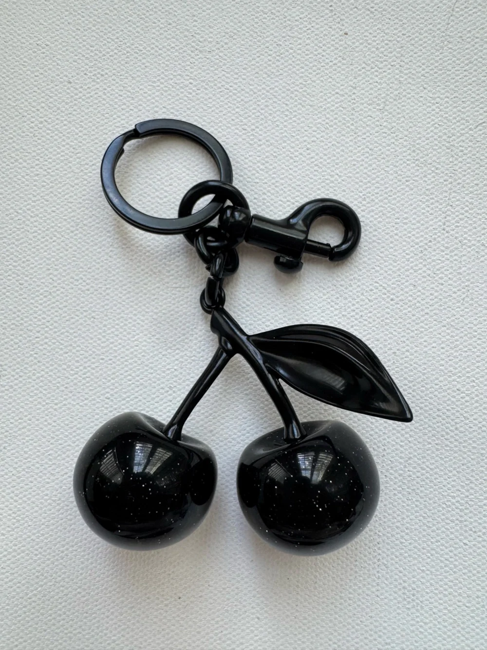 Black Cherry Bag Charm Keychain Glossy Statement Bag Charm